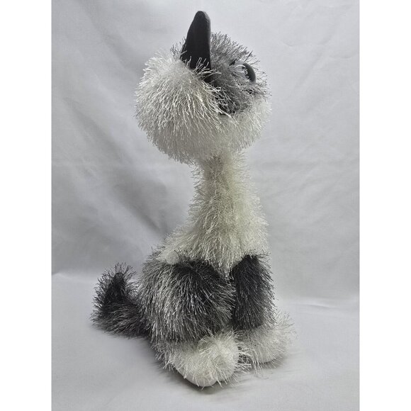 Twisted Whiskers Cat Carlton Card 13" Plush Long Neck Gray White Shaggy Poseable - Picture 6 of 7